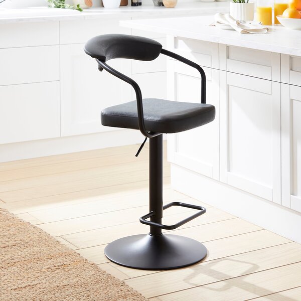 Houston Adjustable Height Swivel Bar Stool, Faux Leather