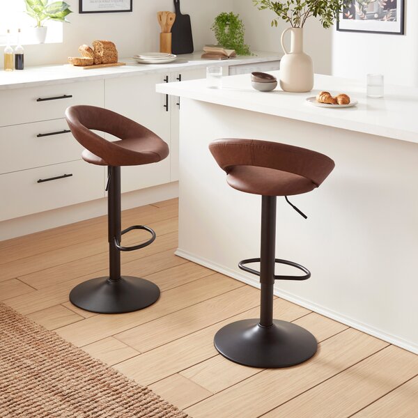 Knox Adjustable Height Swivel Bar Stool, Faux Leather