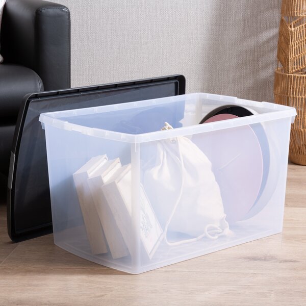 Wham Crystal Pack of 4 62L Clip Lock Storage Boxes with Lids