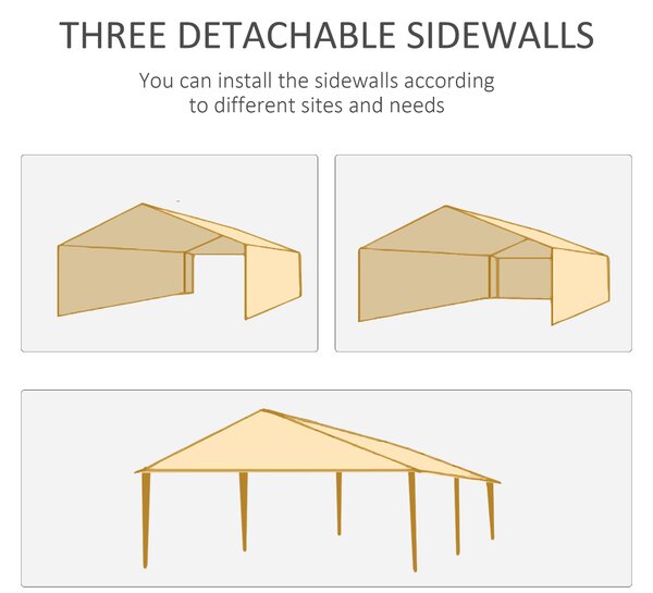 Outsunny 6x3 m Party Tent Gazebo Marquee Outdoor Patio Canopy Shelter with Windows and Side Panels, Green