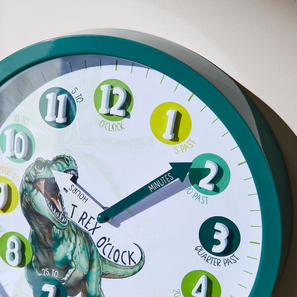 Kid's Dino Tell The Time Wall Clock