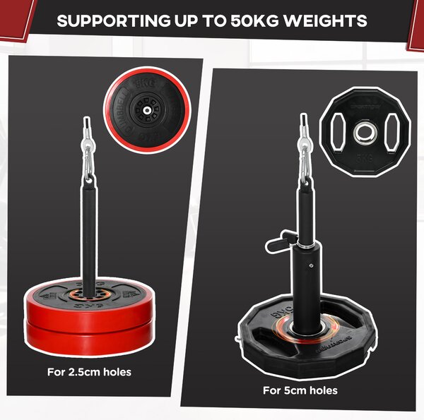 SPORTNOW Cable Machine Pulley System w/ 2 x 5kg Olympic Weight Plates, Lat Pull Down System w/ DIY Loading Weight for Home Gym Training