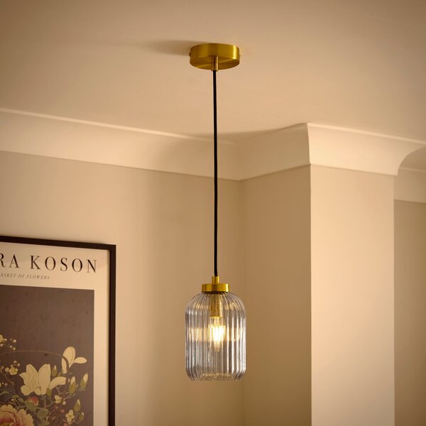 Riley Ribbed Adjustable Pendant Light