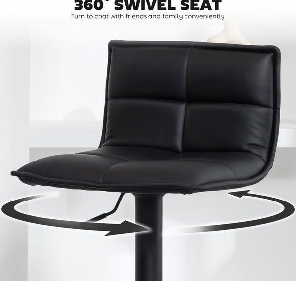 HOMCOM Set of Two Modern Faux Leather Bar Stools - Black