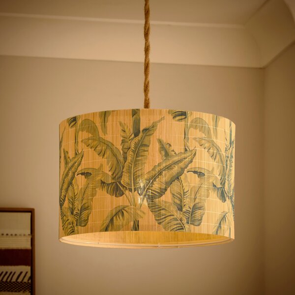 Equatorial Palm Bamboo Drum Lamp Shade