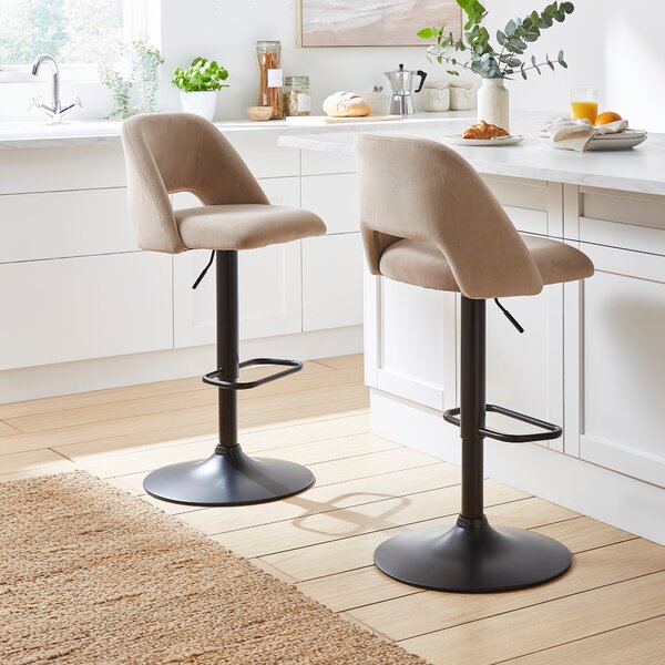 Jonas Adjustable Height Bar Stool, Velvet