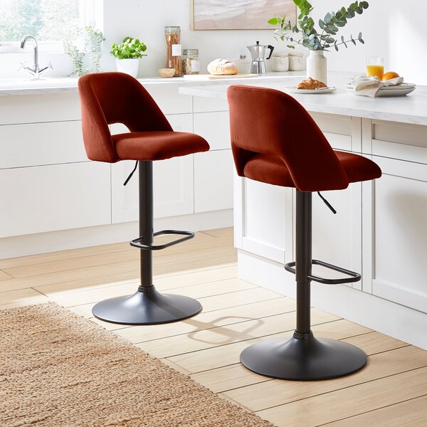 Jonas Adjustable Height Bar Stool, Velvet