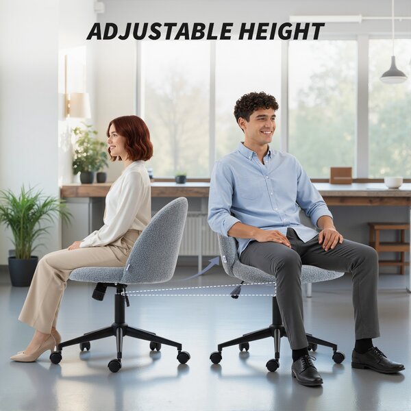 HOMCOM Teddy Fleece Office Chair with Wheels - Grey