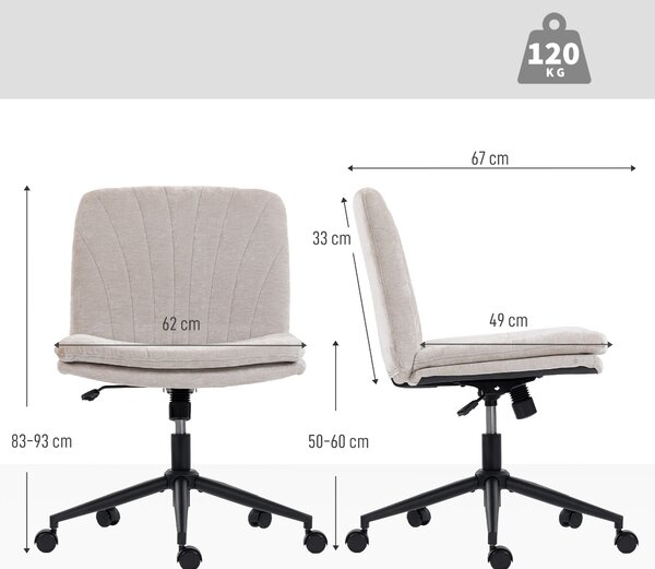 HOMCOM Criss Cross Chair with Wheels, No Arms - Beige