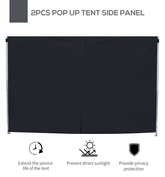 Outsunny 3m Gazebo Exchangeable Side Panels Wall-Black
