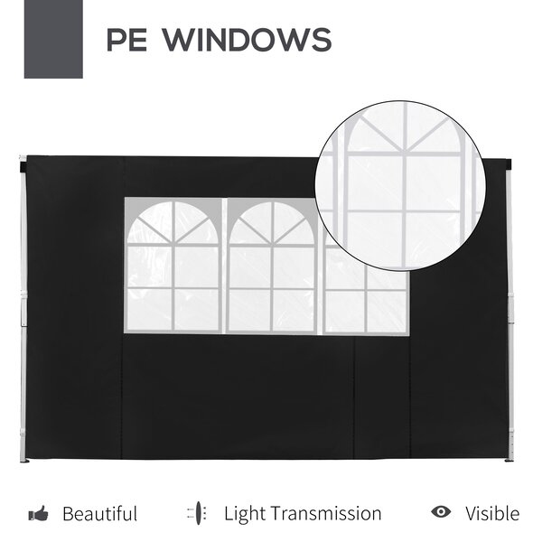 Outsunny 3m Gazebo Exchangeable Side Panels Wall-Black