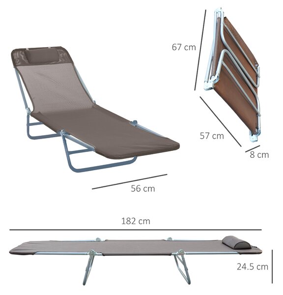 Outsunny Garden Lounger: Adjustable Recliner Sun Bed with Coffee-Toned Finish for Outdoor Relaxation Aosom UK