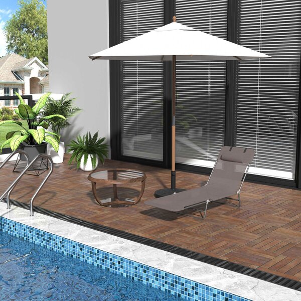 Outsunny Garden Lounger: Adjustable Recliner Sun Bed with Coffee-Toned Finish for Outdoor Relaxation Aosom UK
