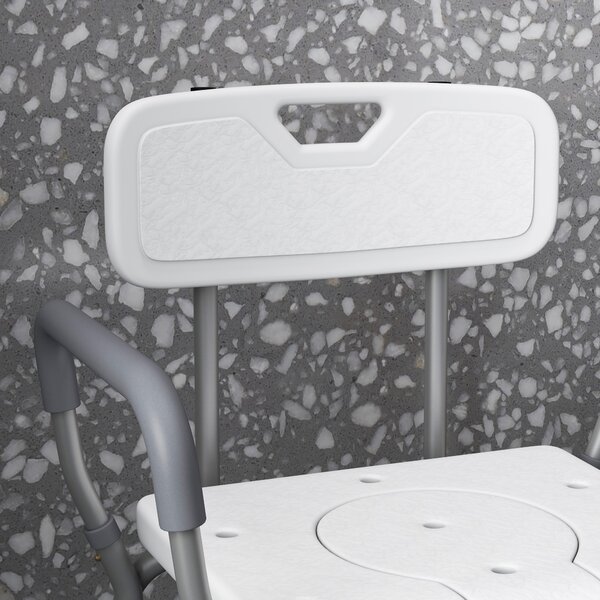 HOMCOM Height Adjustable Shower Stool with Arms and Back, Non-Slip Bedside Commode, Detachable Bucket, White Aosom UK