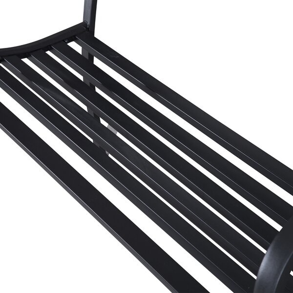 Outsunny 2 Seater Metal Garden Park Bench Porch Outdoor Furniture Patio Chair Seat Black Aosom UK