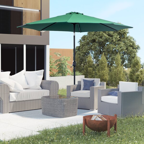 Outsunny Commercial Parasol, 3m Sturdy Umbrella with 8 Ribs, Tilt Function & Crank Handle for Outdoor Shade, Verdant Green Aosom UK