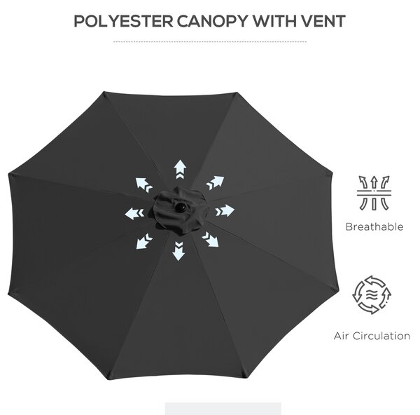 Outsunny Large Garden Parasol, Tilting Garden Umbrella with 8 Ribs, Crank Handle for Outdoor Shade on Balcony and Garden, Black Aosom UK