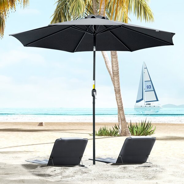 Outsunny Large Garden Parasol, Tilting Garden Umbrella with 8 Ribs, Crank Handle for Outdoor Shade on Balcony and Garden, Black Aosom UK