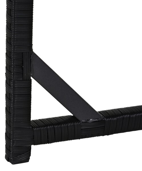 Outsunny 9PC Garden Rattan Dining Set Outdoor Patio Dining Table Set Weave Wicker 8 Seater Stool Black