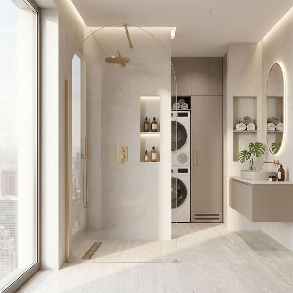 Shower screen Rea Heaven Brush Gold 90
