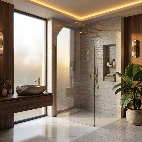 Shower screen Rea Heaven Brush Gold 90