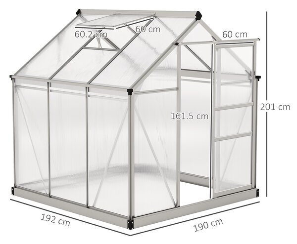 Outsunny 6 x 6ft Polycarbonate Greenhouse - Clear