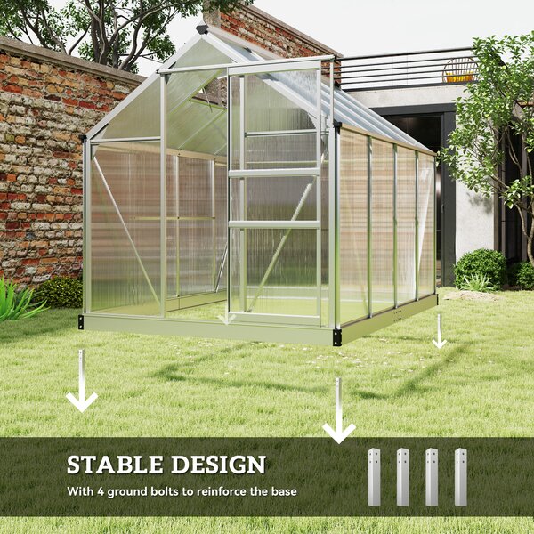 Outsunny 6x8 ft Greenhouse with Sliding Door, Walk-In Greenhouse with Roof & Vent, Durable Garden Greenhouse for Plants, Clear Aosom UK