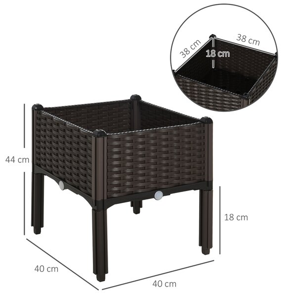 Outsunny Elevated Garden Bed, Patio Flower Plant Planter, Raised Vegetable Planting Container, Durable PP, Black Aosom UK