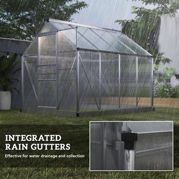 Outsunny 6x8 ft Greenhouse with Sliding Door, Walk-In Greenhouse with Roof & Vent, Durable Garden Greenhouse for Plants, Clear Aosom UK