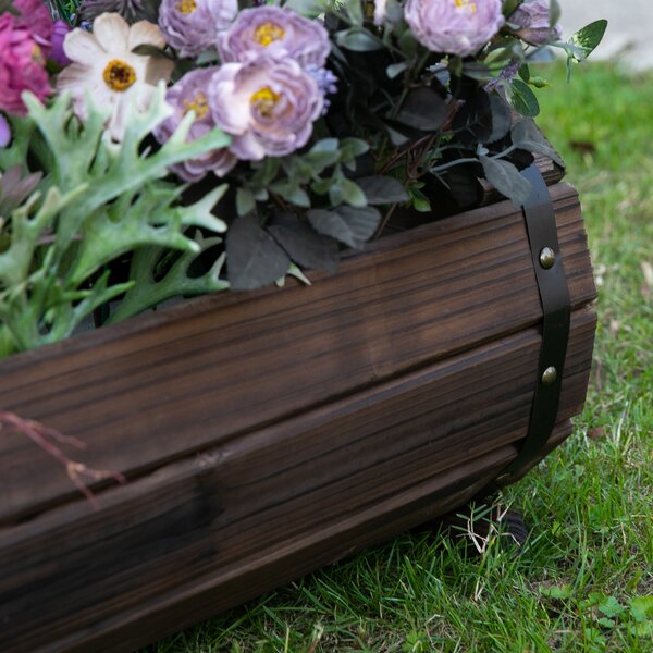 Outsunny Wooden Planters: Durable Carbonized Finish for Indoor & Outdoor Floral Displays, Set of 2 Aosom UK
