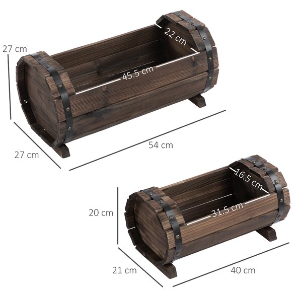 Outsunny Wooden Planters: Durable Carbonized Finish for Indoor & Outdoor Floral Displays, Set of 2 Aosom UK