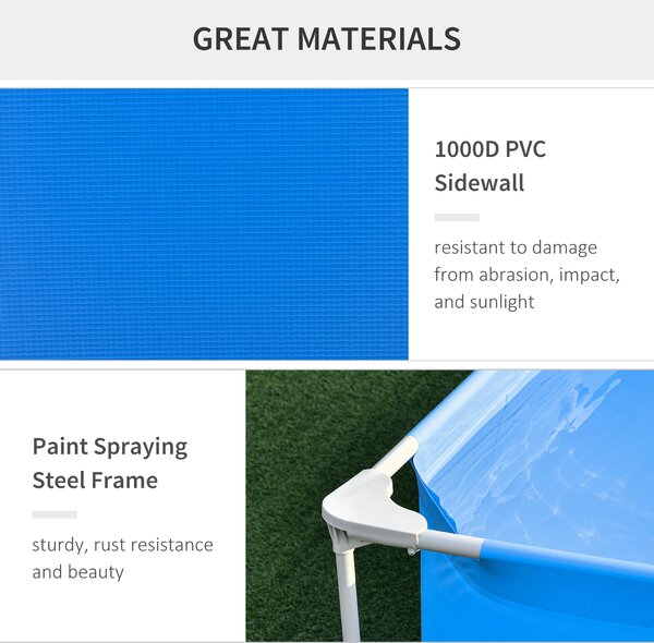 Outsunny Steel Frame Pool w/ Filter Pump and Filter Cartridge Rust & Reinforced Sidewalls Resistant Above Ground Pool Blue 315 x 225 x 75cm Aosom UK
