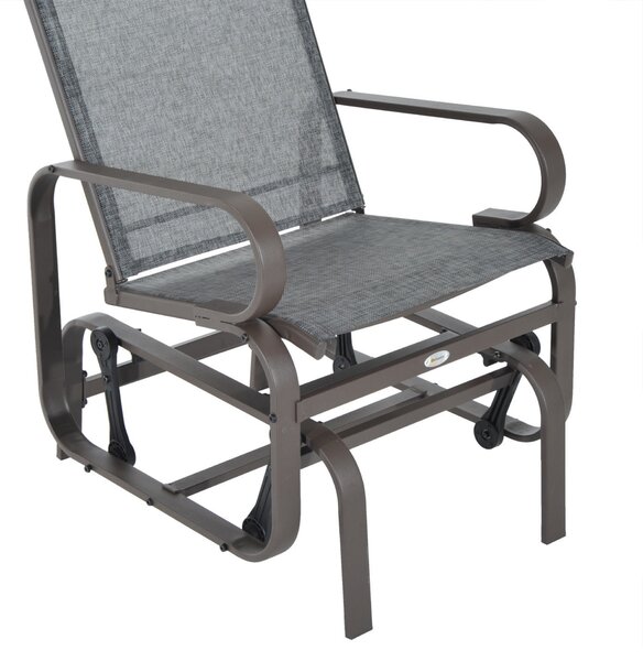 Outsunny Outdoor Gliding Rocking Chair with Sturdy Metal Frame Garden Comfortable Swing Chair for Patio, Backyard and Poolside, Grey