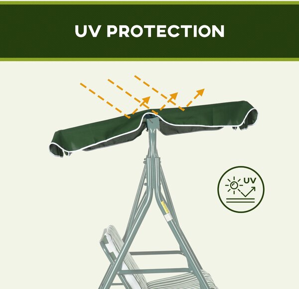 Outsunny 3-Seater Garden Swing Seat with Adjustable Canopy, Heavy-Duty Weatherproof Steel Frame for Patio & Garden, Green Aosom UK