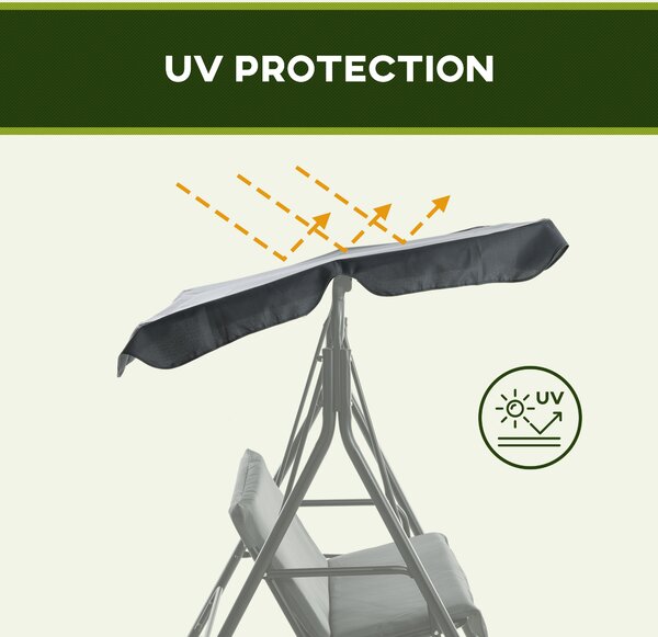 Outsunny 3 Seater Garden Swing, Waterproof Swing Chair with Adjustable Canopy for Patio, Grey Aosom UK