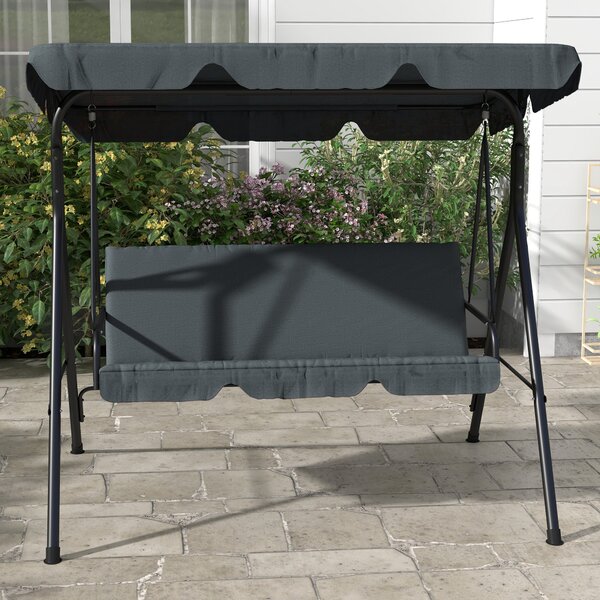 Outsunny 3 Seater Garden Swing, Waterproof Swing Chair with Adjustable Canopy for Patio, Grey Aosom UK