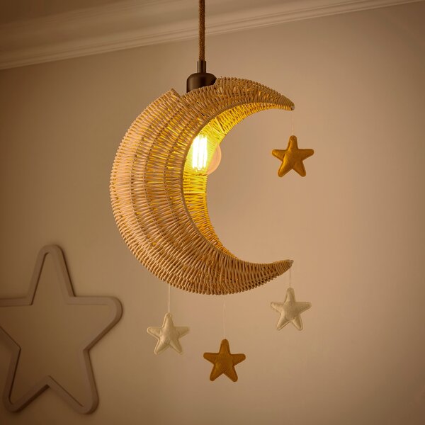 Moon & Stars Rattan Easy Fit Pendant Shade