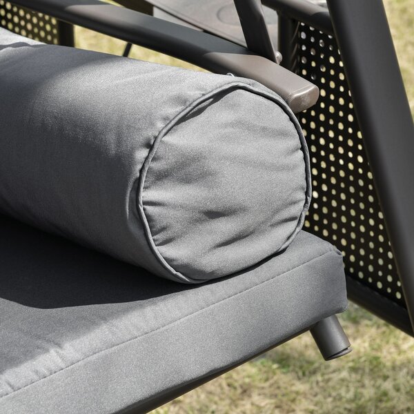 Outsunny 3 Seater Garden Swing Seat, Outdoor Hammock Bench with Adjustable Canopy, Cushions and Cup Trays, Steel Frame, Dark Grey Aosom UK