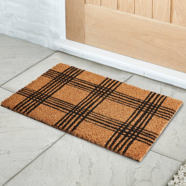 Criss Cross Coir Doormat Black/Brown