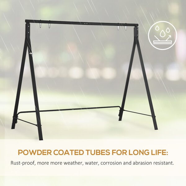 Outsunny Metal Porch Swing Stand, Heavy Duty Swing Frame, Hanging Chair Stand Only, 240kg Weight Capacity for Garden, Patio, Lawn, Playground, Black