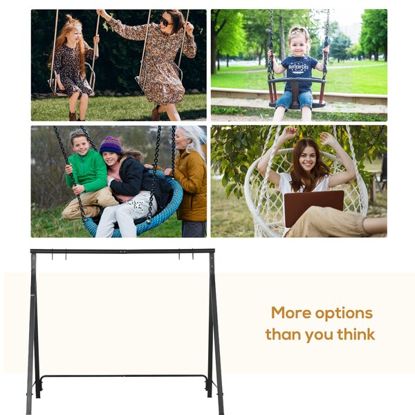 Outsunny Metal Porch Swing Stand, Heavy Duty Swing Frame, Hanging Chair Stand Only, 240kg Weight Capacity for Garden, Patio, Lawn, Playground, Black