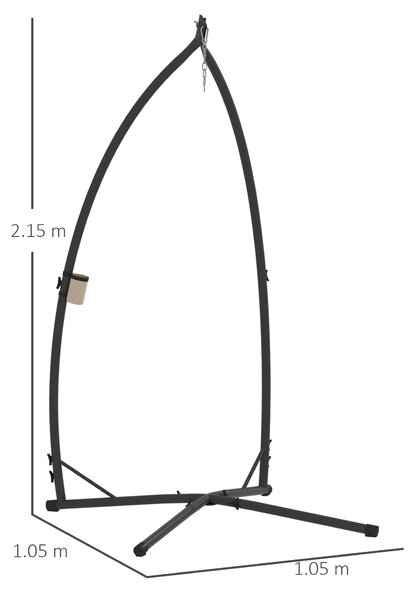 Outsunny Hammock Chair Stand Only, Hanging Chair Stand with X-Shape Base, Heavy Duty Steel Single Hammock Egg Swing Frame for Indoor Outdoor, Black