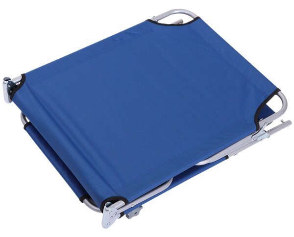 Outsunny Folding Recliner: Adjustable Sun Lounger with Sunshade, Beach & Garden Relaxation, Azure Blue Aosom UK
