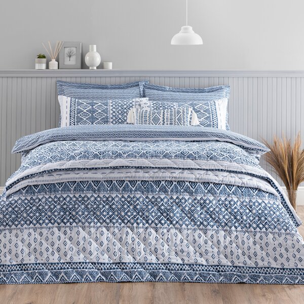 Jax Mosaic Bedspread Blue/White