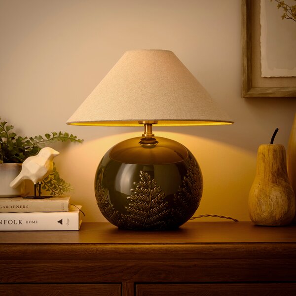 Churchgate Fawsley Fern Embossed Ceramic Table Lamp