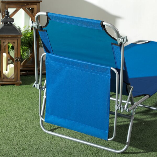 Outsunny Outdoor Foldable Sun Lounger Set of 2, 4 Level Adjustable Backrest Reclining Sun Lounger Chair w/ Angle Adjust Sun Shade for Beach Aosom UK