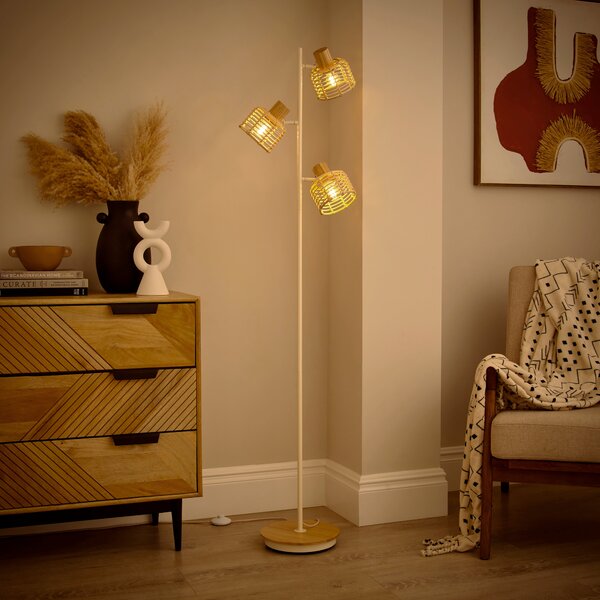 Emil Rattan 3 Light Adjustable Floor Lamp