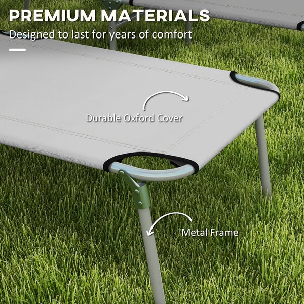 Outsunny Outdoor Foldable Sun Lounger Set of 2, 4 Level Adjustable Backrest Reclining Sun Lounger Chair with Angle Adjust Sun Shade Awning Aosom UK