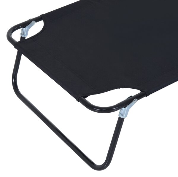 Outsunny Foldable Sun Lounger Recliner Chair with Pillow, Reading Hole for Garden Beach, Adjustable, Black