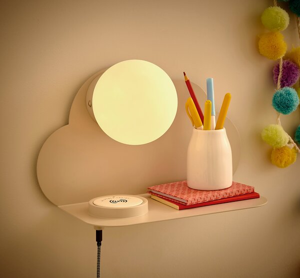 Rechargeable Touch Dimmable Wall Light with Cloud Shelf